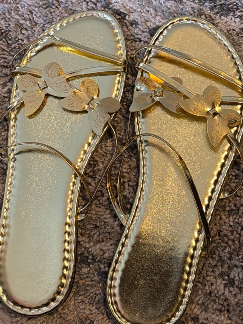 Gold Butterfly Strappy Women's Sandals